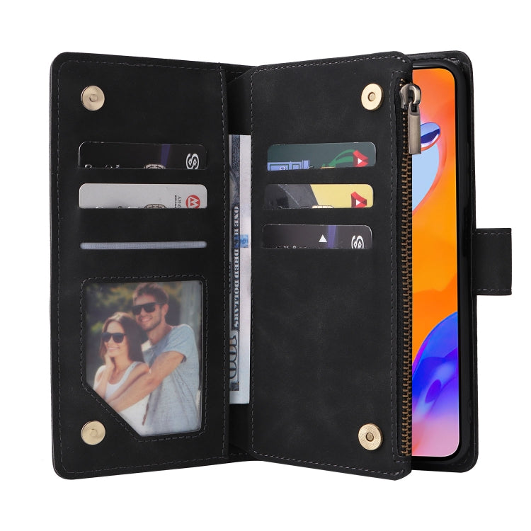 For Xiaomi Redmi Note 11 Pro International Multifunctional Frosted Zipper Wallet Leather Phone Case