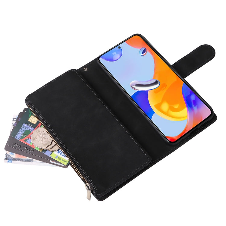 For Xiaomi Redmi Note 11 Pro International Multifunctional Frosted Zipper Wallet Leather Phone Case
