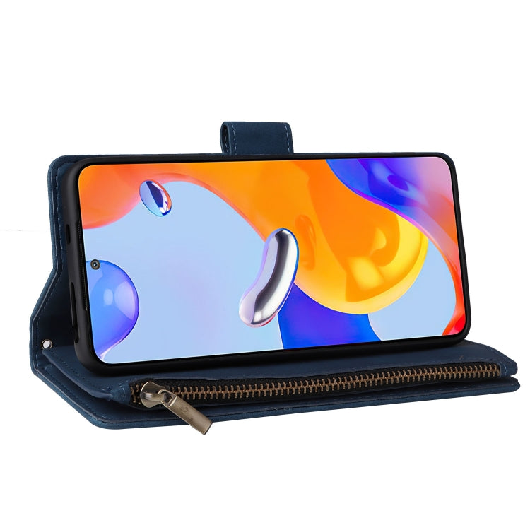 For Xiaomi Redmi Note 11 Pro International Multifunctional Frosted Zipper Wallet Leather Phone Case