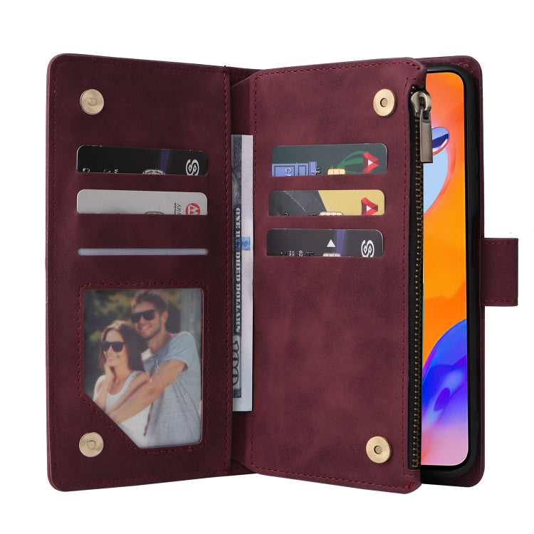 For Xiaomi Redmi Note 11 Pro International Multifunctional Frosted Zipper Wallet Leather Phone Case