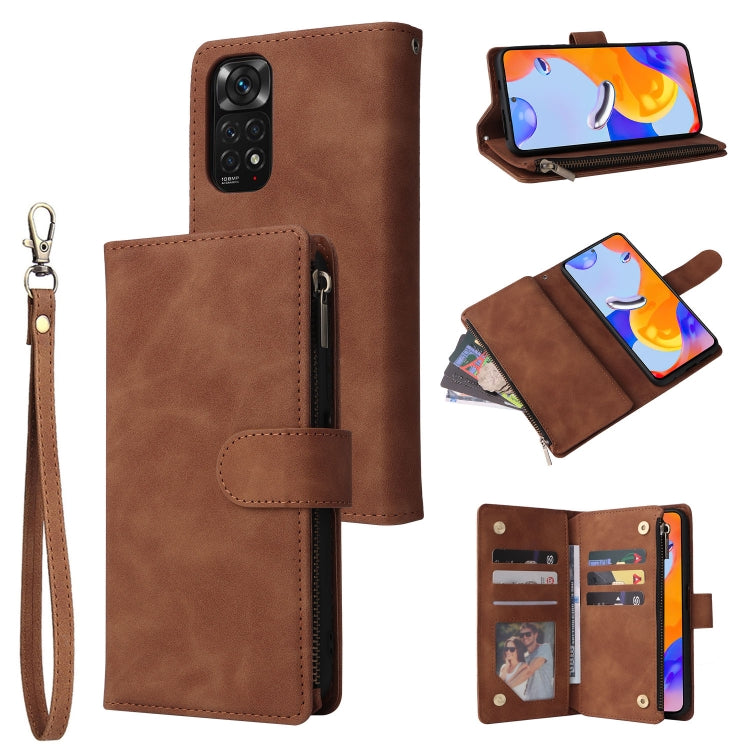 For Xiaomi Redmi Note 11 Pro International Multifunctional Frosted Zipper Wallet Leather Phone Case