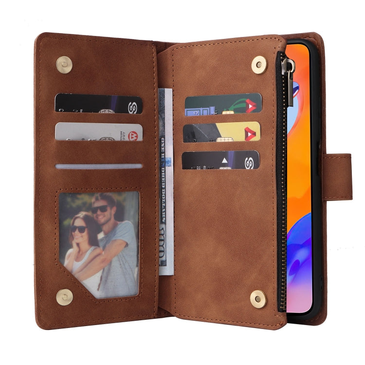 For Xiaomi Redmi Note 11 Pro International Multifunctional Frosted Zipper Wallet Leather Phone Case