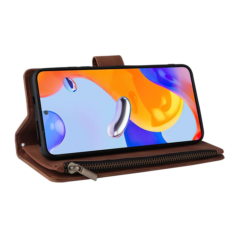 For Xiaomi Redmi Note 11 Pro International Multifunctional Frosted Zipper Wallet Leather Phone Case