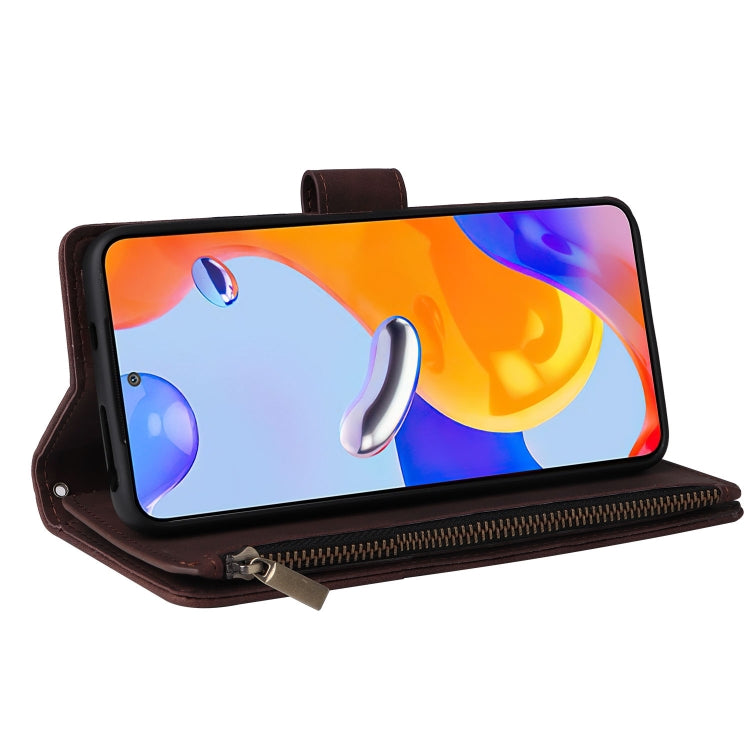 For Xiaomi Redmi Note 11 Pro International Multifunctional Frosted Zipper Wallet Leather Phone Case