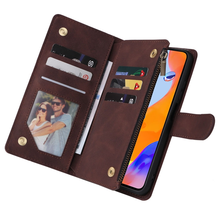 For Xiaomi Redmi Note 11 Pro International Multifunctional Frosted Zipper Wallet Leather Phone Case