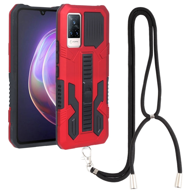 For vivo V21 Vanguard Lanyard Kickstand TPU + PC Phone Case