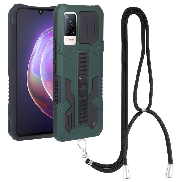 For vivo V21e Vanguard Lanyard Kickstand TPU + PC Phone Case
