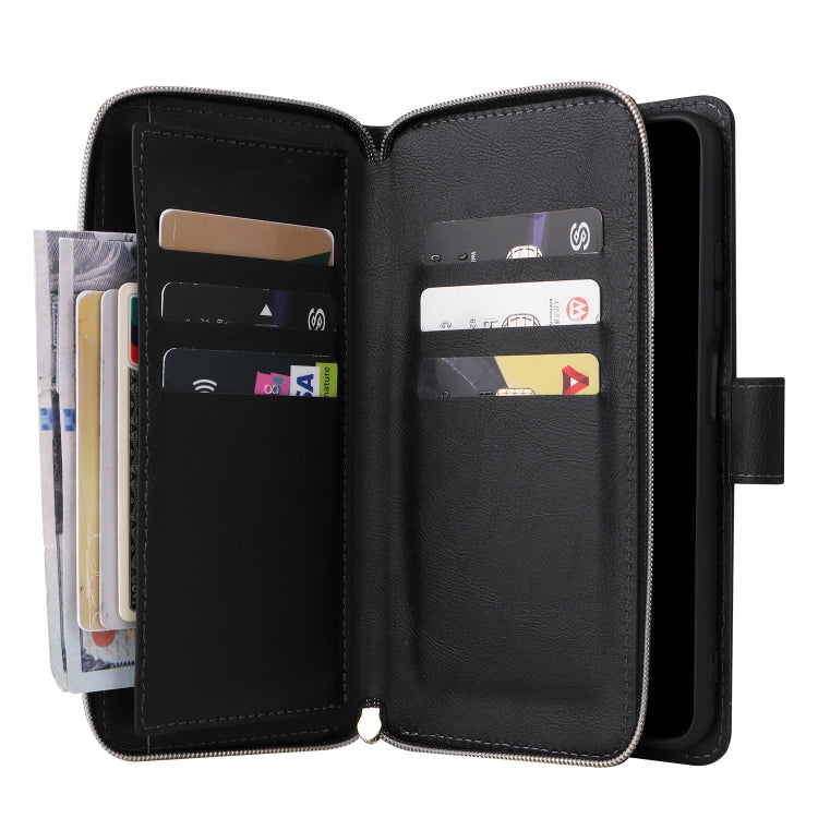 For Xiaomi Redmi Note 11S 9 Card Slots Zipper Wallet Bag Leather Phone Case