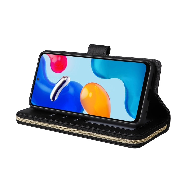 For Xiaomi Redmi Note 11S 9 Card Slots Zipper Wallet Bag Leather Phone Case