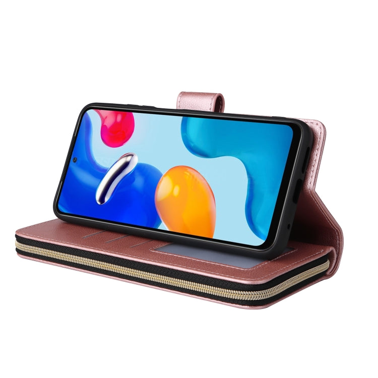 For Xiaomi Redmi Note 11S 9 Card Slots Zipper Wallet Bag Leather Phone Case