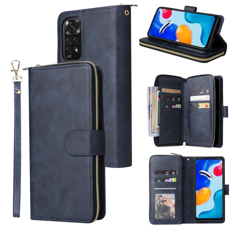 For Xiaomi Redmi Note 11S 9 Card Slots Zipper Wallet Bag Leather Phone Case