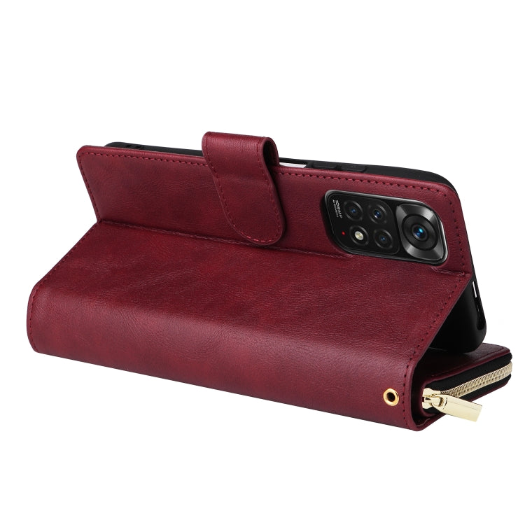 For Xiaomi Redmi Note 11S 9 Card Slots Zipper Wallet Bag Leather Phone Case