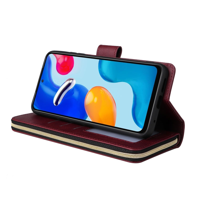 For Xiaomi Redmi Note 11S 9 Card Slots Zipper Wallet Bag Leather Phone Case