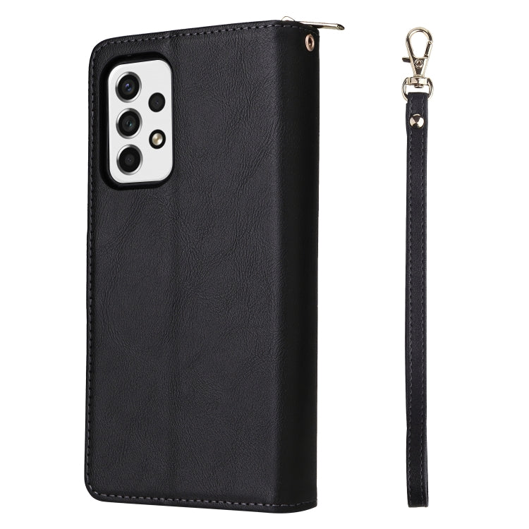 For Samsung Galaxy A23 9 Card Slots Zipper Wallet Bag Leather Phone Case