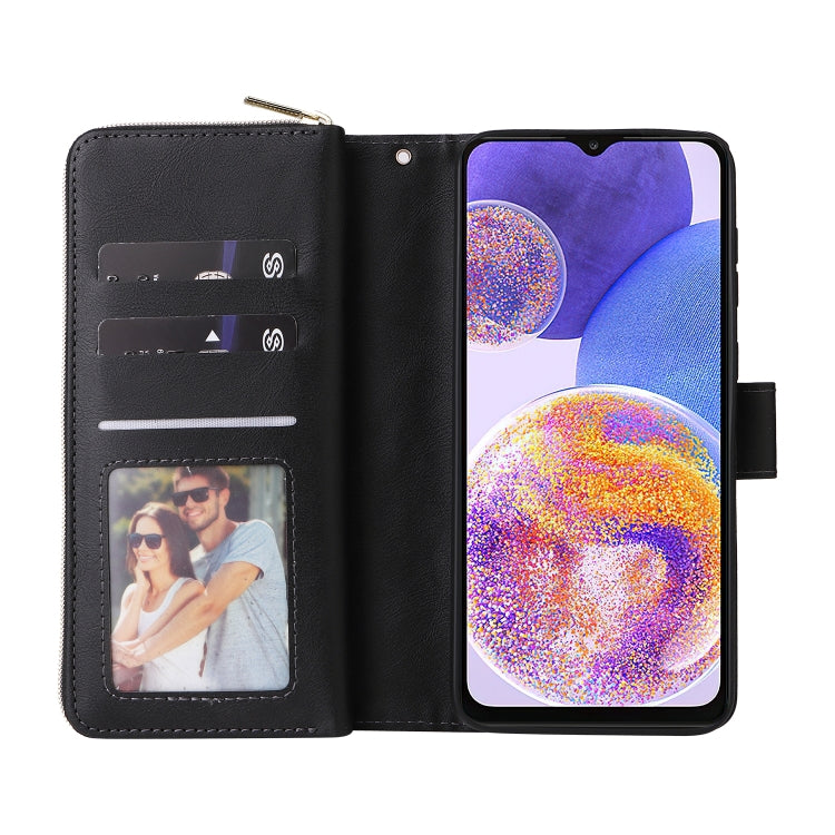 For Samsung Galaxy A23 9 Card Slots Zipper Wallet Bag Leather Phone Case