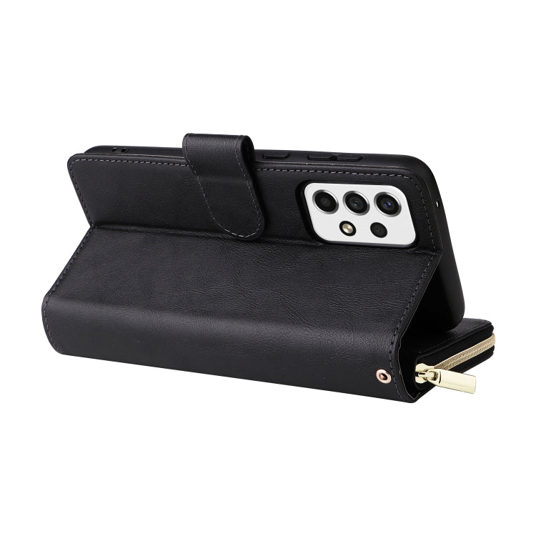 For Samsung Galaxy A23 9 Card Slots Zipper Wallet Bag Leather Phone Case