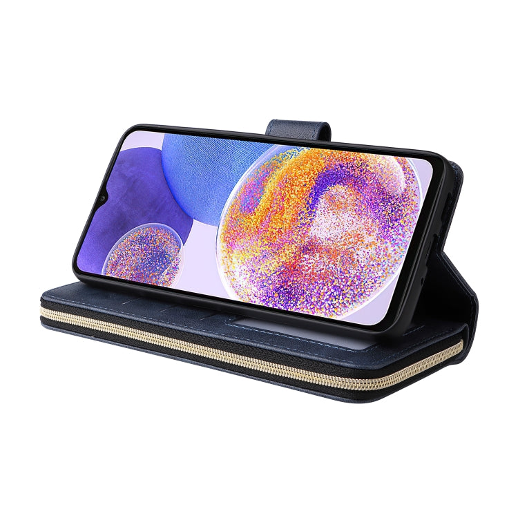 For Samsung Galaxy A23 9 Card Slots Zipper Wallet Bag Leather Phone Case