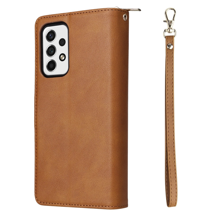 For Samsung Galaxy A23 9 Card Slots Zipper Wallet Bag Leather Phone Case