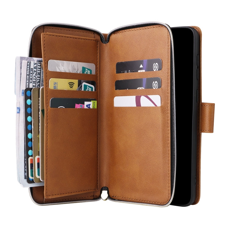 For Samsung Galaxy A23 9 Card Slots Zipper Wallet Bag Leather Phone Case