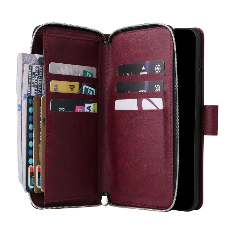 For Samsung Galaxy A23 9 Card Slots Zipper Wallet Bag Leather Phone Case
