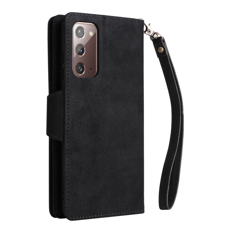 For Samsung Galaxy Note20 Rivet Buckle 9 Cards Three Fold Leather Phone Case