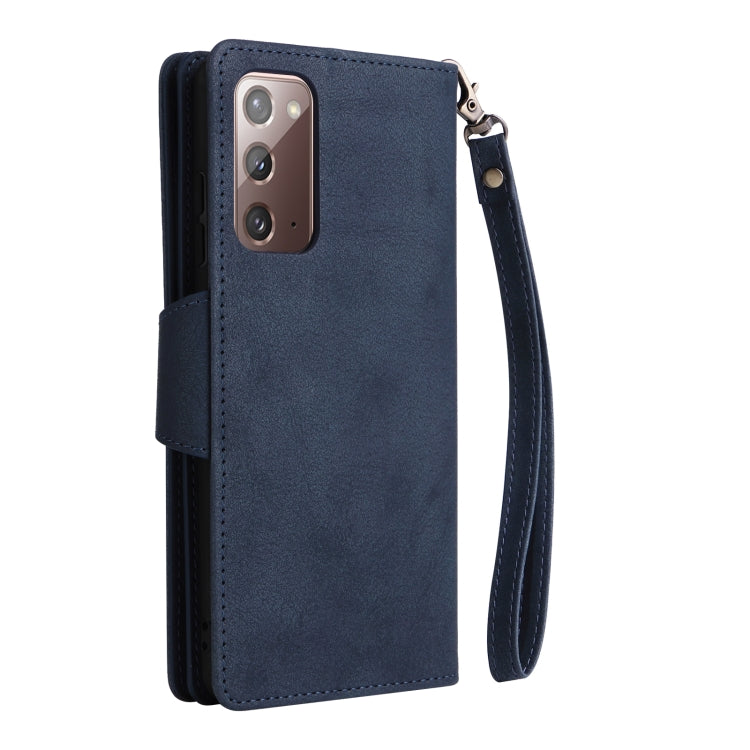 For Samsung Galaxy Note20 Rivet Buckle 9 Cards Three Fold Leather Phone Case