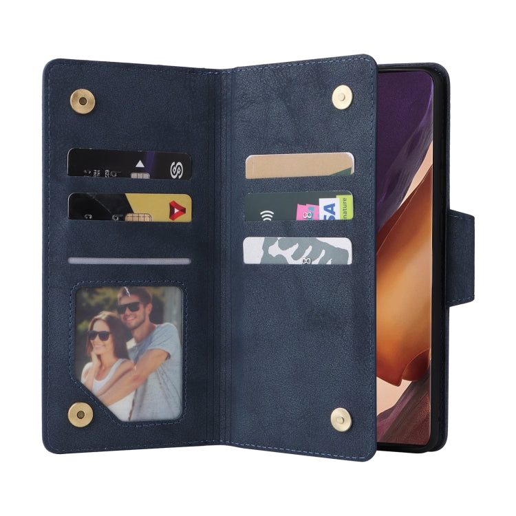 For Samsung Galaxy Note20 Rivet Buckle 9 Cards Three Fold Leather Phone Case