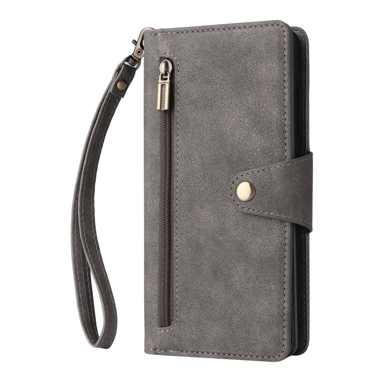 For Samsung Galaxy Note20 Rivet Buckle 9 Cards Three Fold Leather Phone Case