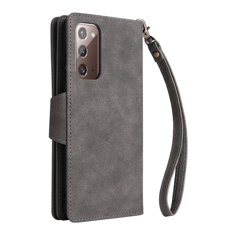 For Samsung Galaxy Note20 Rivet Buckle 9 Cards Three Fold Leather Phone Case