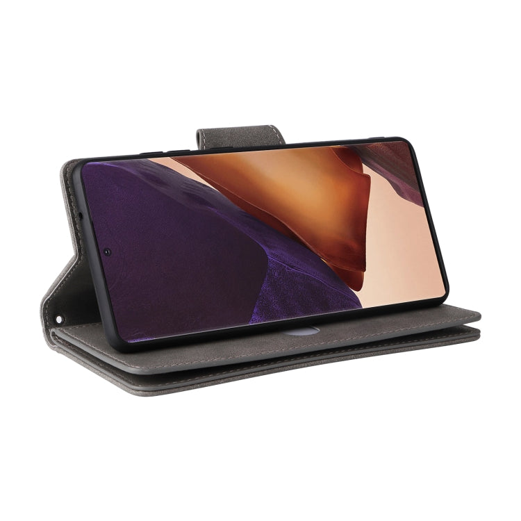 For Samsung Galaxy Note20 Rivet Buckle 9 Cards Three Fold Leather Phone Case