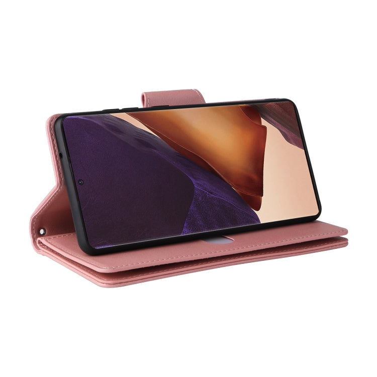 For Samsung Galaxy Note20 Rivet Buckle 9 Cards Three Fold Leather Phone Case