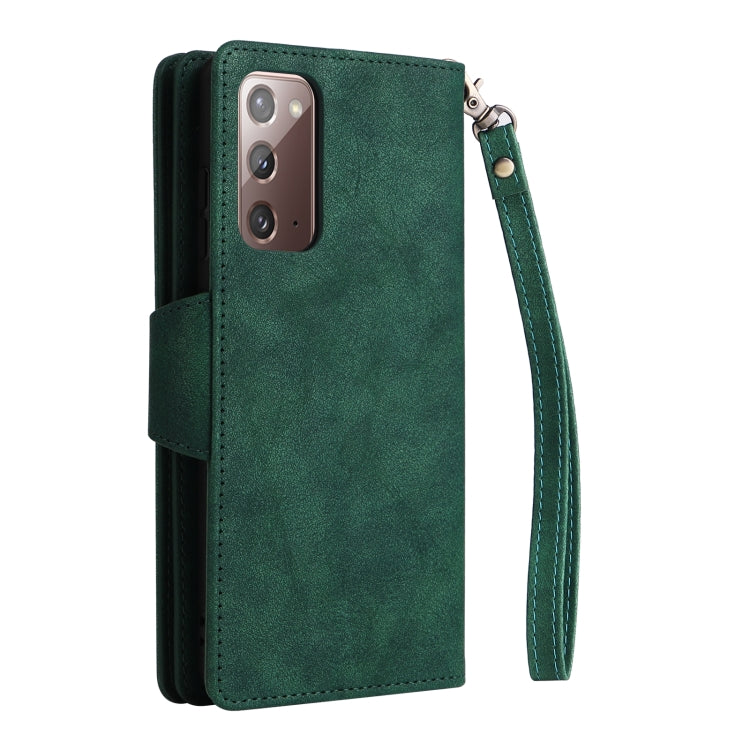 For Samsung Galaxy Note20 Rivet Buckle 9 Cards Three Fold Leather Phone Case
