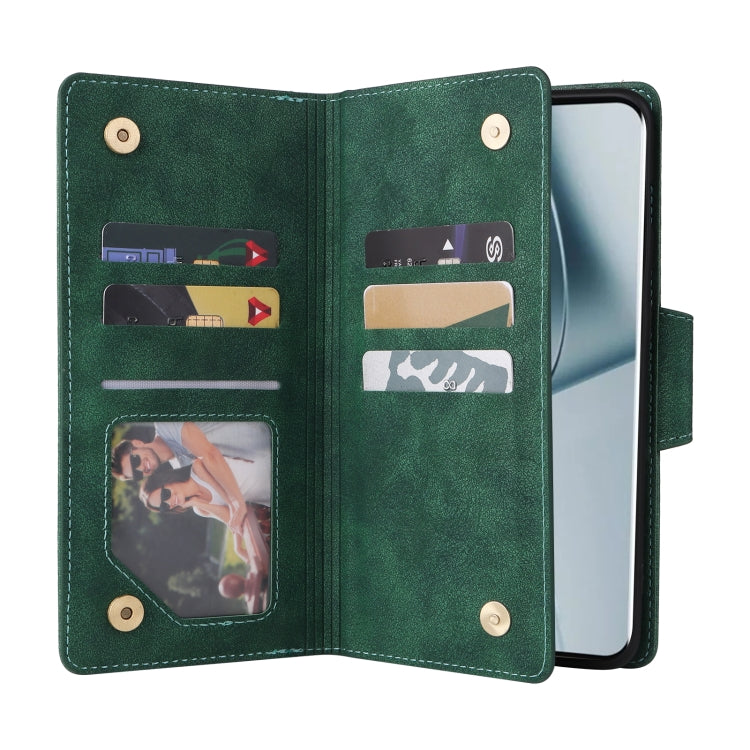 For OnePlus 10 Pro 5G Rivet Buckle 9 Cards Three Fold Leather Phone Case