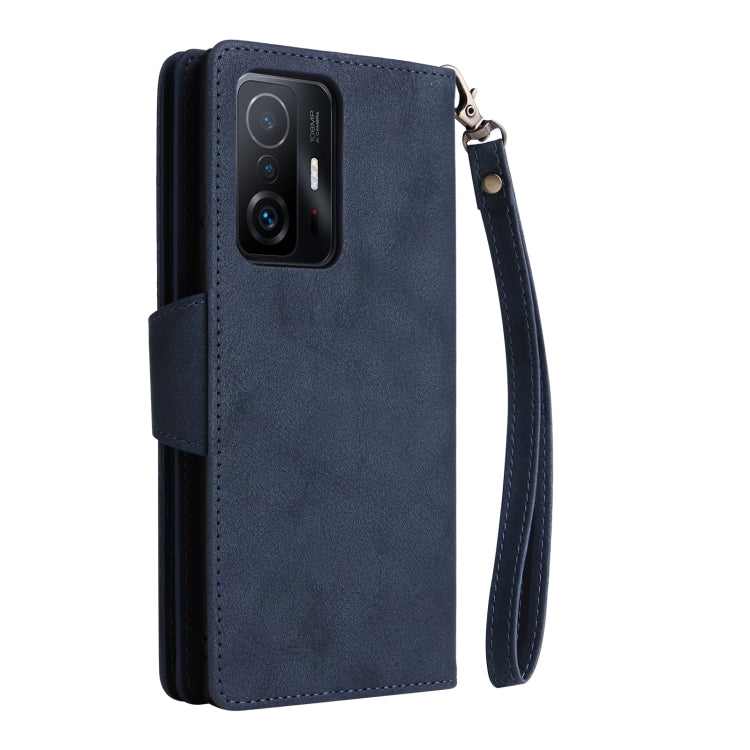 For Xiaomi 11T Rivet Buckle 9 Cards Three Fold Leather Phone Case