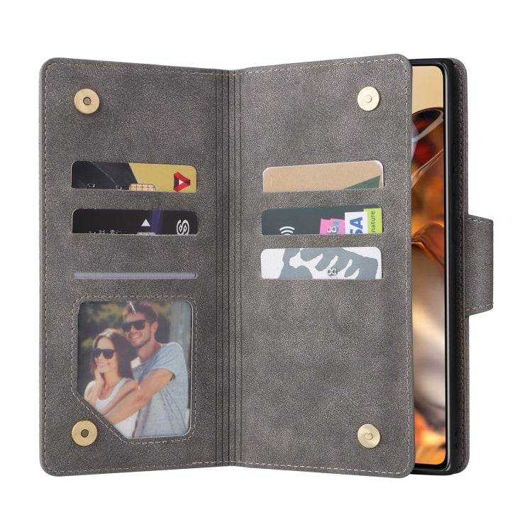 For Xiaomi 11T Rivet Buckle 9 Cards Three Fold Leather Phone Case