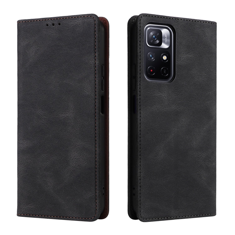 For Xiaomi Redmi Note 11 4G International Simple Suction Closure Leather Phone Case