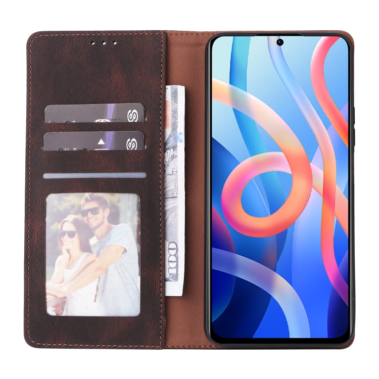 For Xiaomi Redmi Note 11 4G International Simple Suction Closure Leather Phone Case