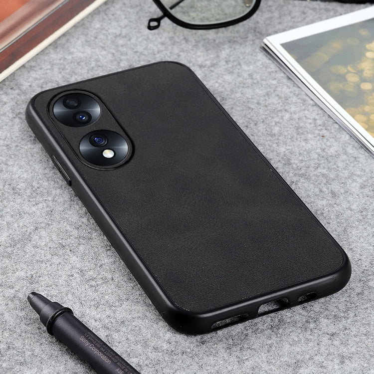 For Honor 70 Fine Hole Version  Two-color Cowhide Texture PU Shockproof Phone Case
