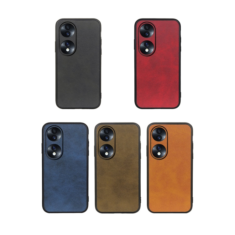 For Honor 70 Fine Hole Version  Two-color Cowhide Texture PU Shockproof Phone Case