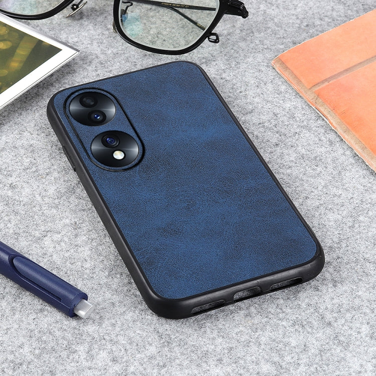 For Honor 70 Fine Hole Version  Two-color Cowhide Texture PU Shockproof Phone Case