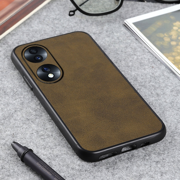 For Honor 70 Fine Hole Version  Two-color Cowhide Texture PU Shockproof Phone Case