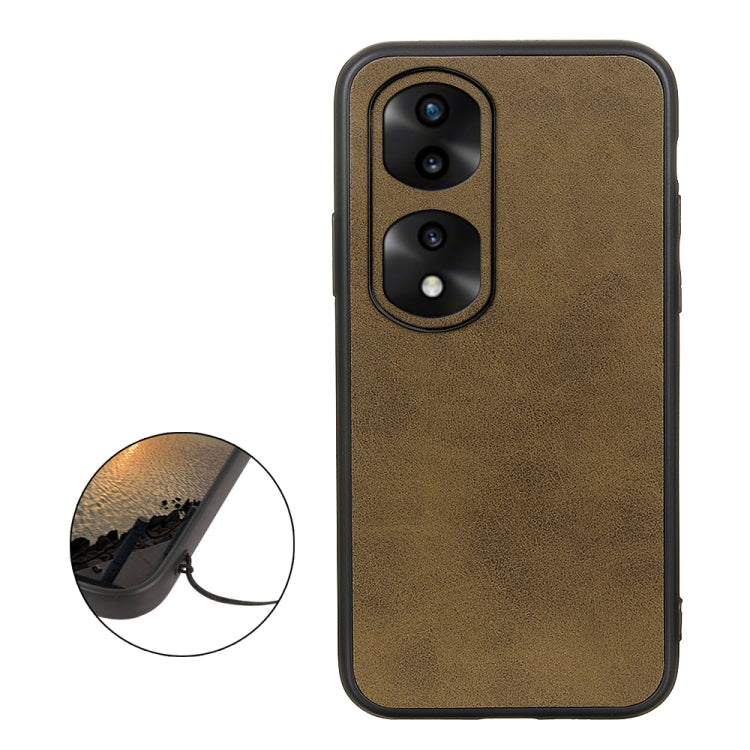 For Honor 70 Pro Fine Hole Version Two-color Cowhide Texture PU Shockproof Phone Case
