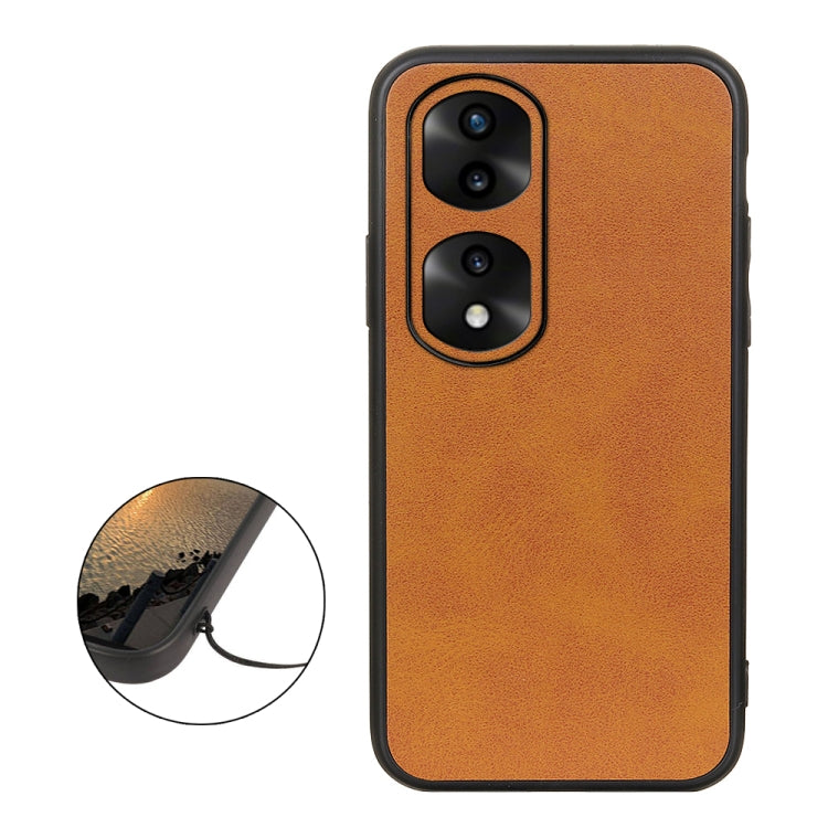 For Honor 70 Pro Fine Hole Version Two-color Cowhide Texture PU Shockproof Phone Case
