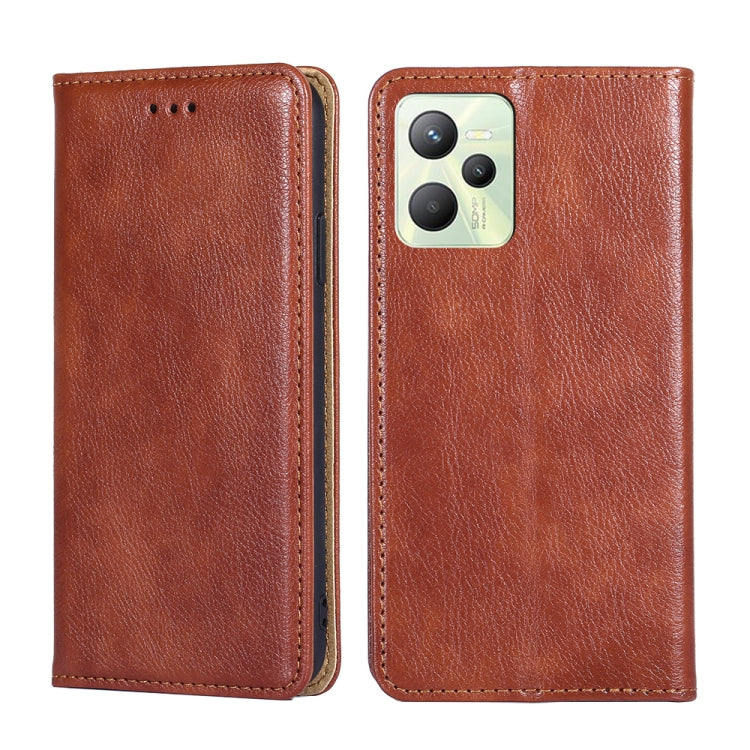 For OPPO Realme C35 Pure Color Magnetic Leather Phone Case