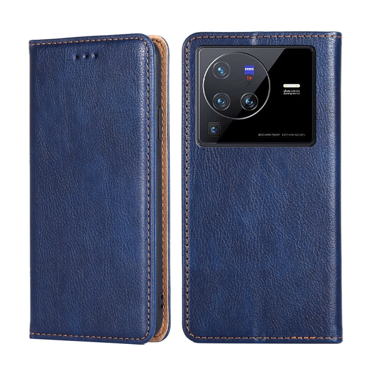 For vivo X80 Pro China Pure Color Magnetic Leather Phone Case