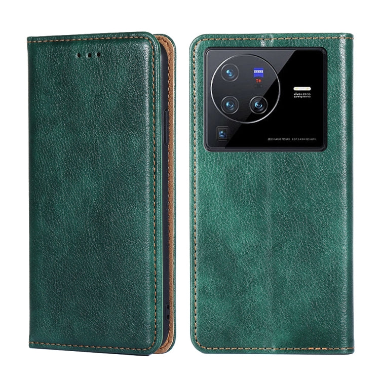 For vivo X80 Pro China Pure Color Magnetic Leather Phone Case