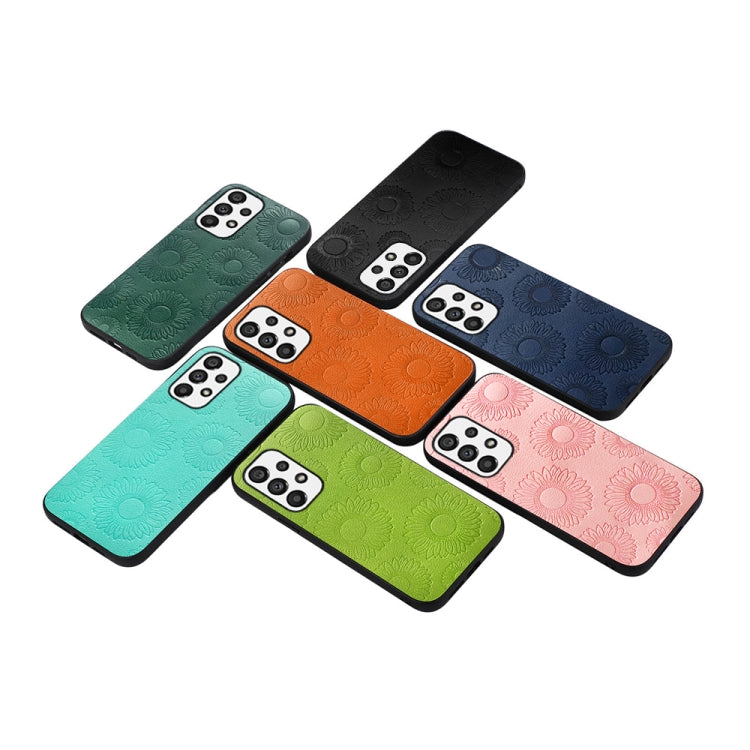 For Samsung Galaxy A23 4G Sunflower Pattern PU+TPU+PC Shockproof Phone Case
