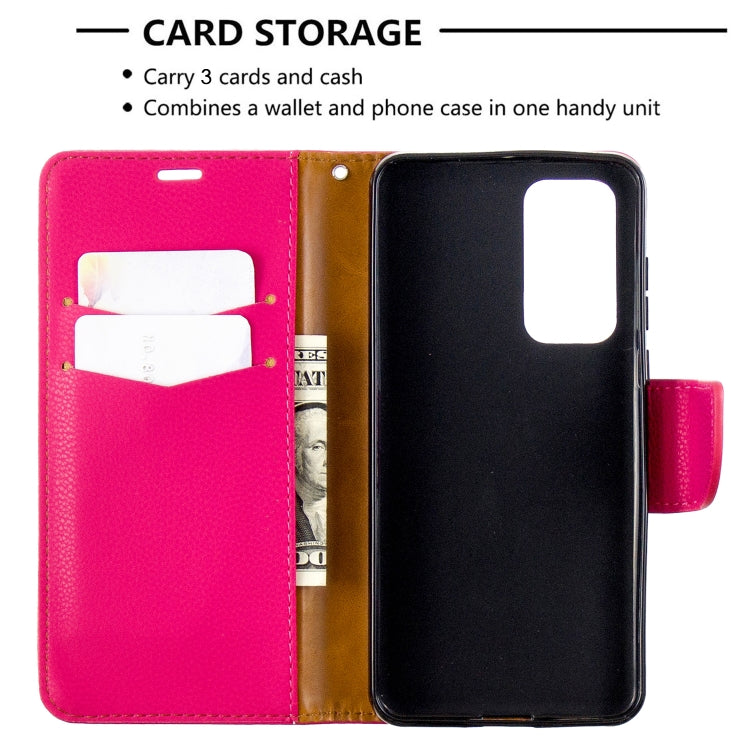 For Huawei P40 Litchi Texture Pure Color Horizontal Flip PU Leather Case with Holder & Card Slots & Wallet & Lanyard