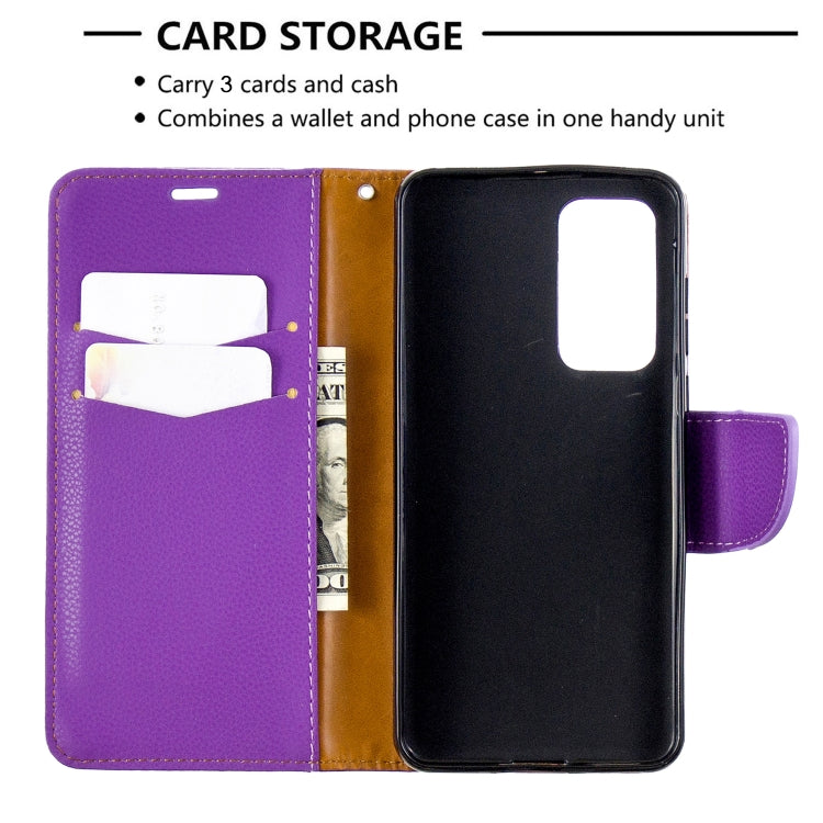 For Huawei P40 Litchi Texture Pure Color Horizontal Flip PU Leather Case with Holder & Card Slots & Wallet & Lanyard