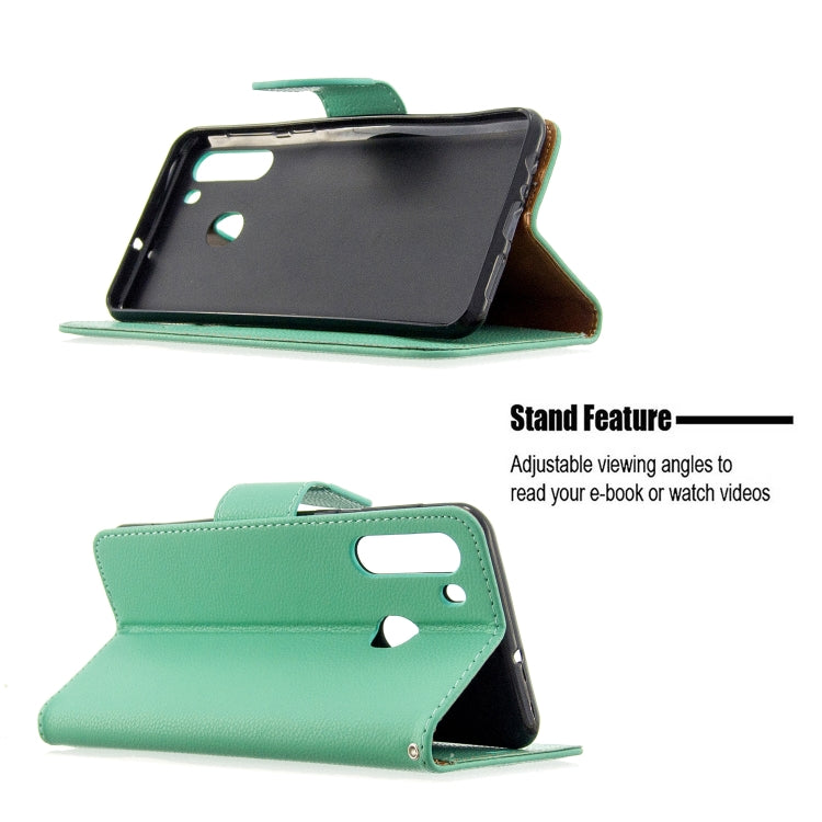 For Galaxy A21 Litchi Texture Pure Color Horizontal Flip PU Leather Case with Holder & Card Slots & Wallet & Lanyard